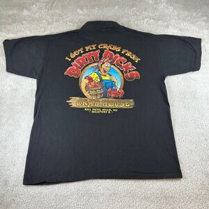 Vintage Dirty Dicks Crab House T-Shirt Men's Large Black Kill Devil Hills NC USA